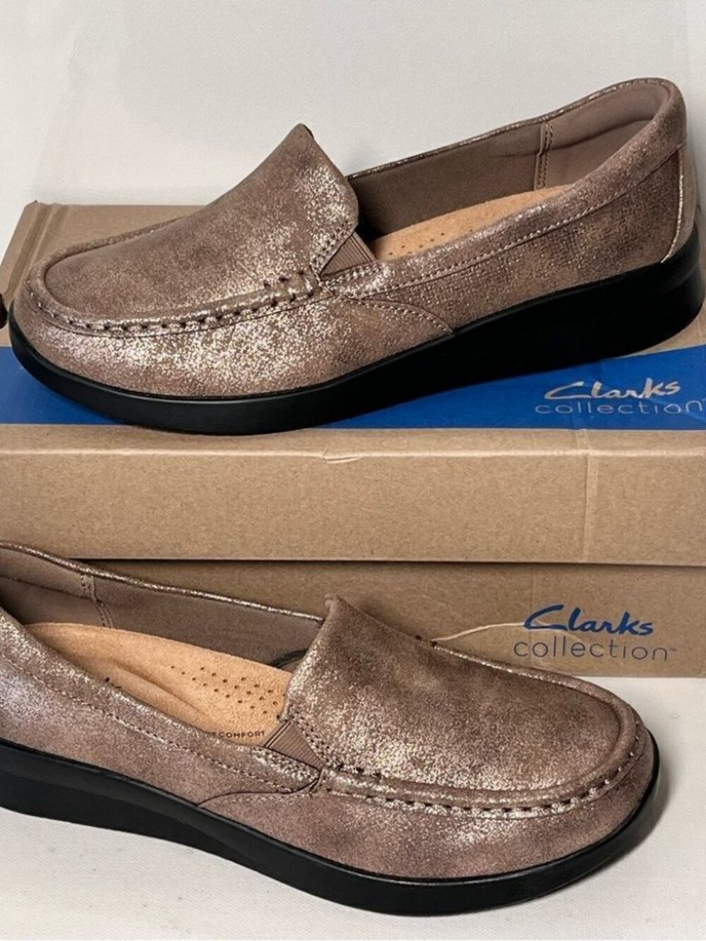 Clarks Ellowyn Lux Leather/Textile Slip-Ons